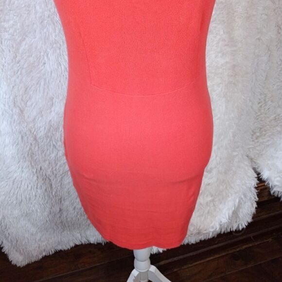 FOREVER 21 CORAL/ORANGE BODYCON DRESS SZ.L EUC - Picture 4 of 9